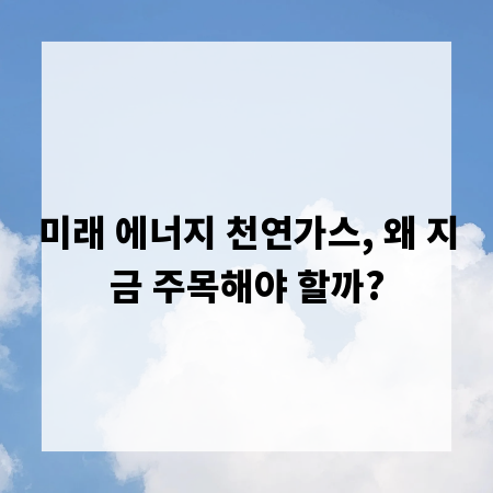 미래 에너지 천연가스, 왜 지금 주목해야 할까?