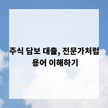 주식 담보 대출, 전문가처럼 용어 이해하기