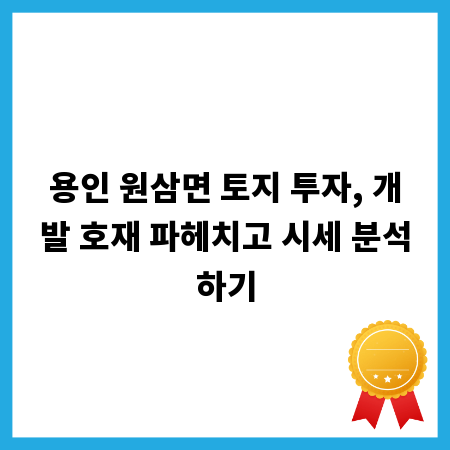 용인 원삼면 토지 투자, 개발 호재 파헤치고 시세 분석하기