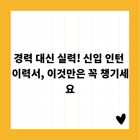 경력 대신 실력! 신입 인턴 이력서, 이것만은 꼭 챙기세요
