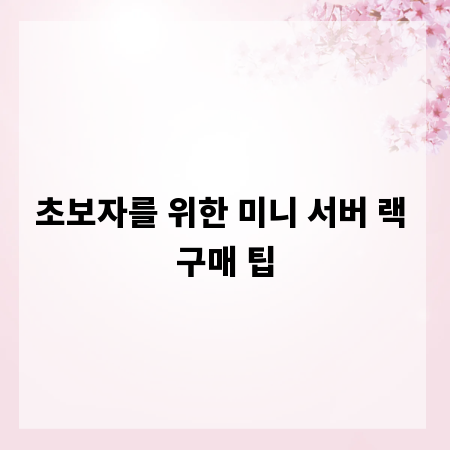 초보자를 위한 미니 서버 랙 구매 팁