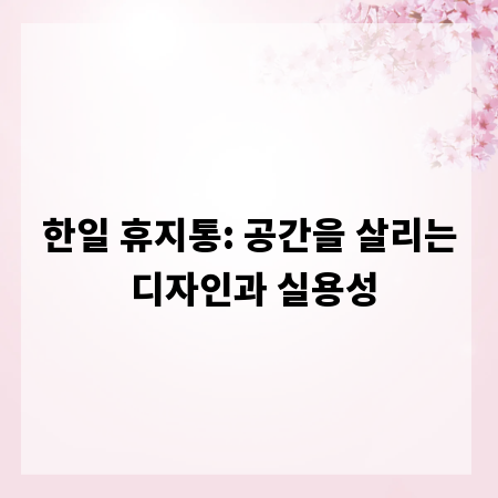한일 휴지통: 공간을 살리는 디자인과 실용성