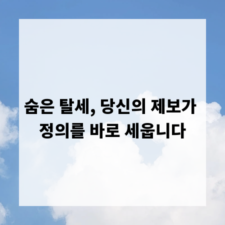 숨은 탈세, 당신의 제보가 정의를 바로 세웁니다