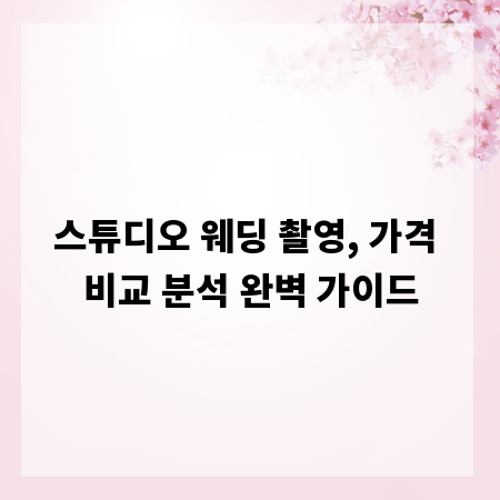 스튜디오 웨딩 촬영, 가격 비교 분석 완벽 가이드