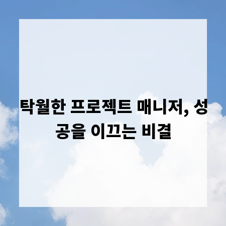 탁월한 프로젝트 매니저, 성공을 이끄는 비결
