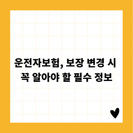 운전자보험, 보장 변경 시 꼭 알아야 할 필수 정보