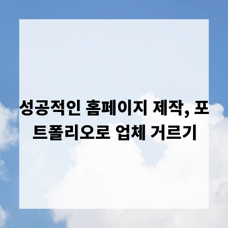 성공적인 홈페이지 제작, 포트폴리오로 업체 거르기