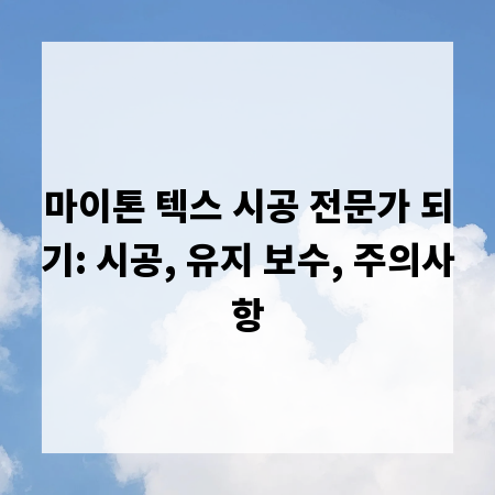 마이톤 텍스 시공 전문가 되기: 시공, 유지 보수, 주의사항