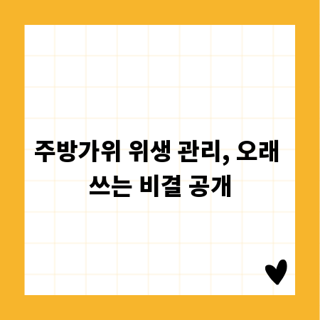 주방가위 위생 관리, 오래 쓰는 비결 공개