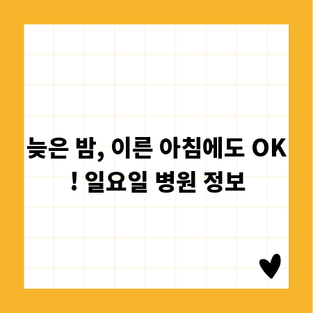 늦은 밤, 이른 아침에도 OK! 일요일 병원 정보