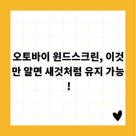 오토바이 윈드스크린, 이것만 알면 새것처럼 유지 가능!