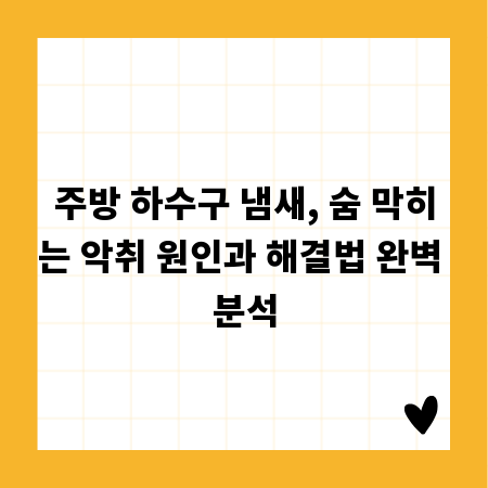 주방 하수구 냄새, 숨 막히는 악취 원인과 해결법 완벽 분석