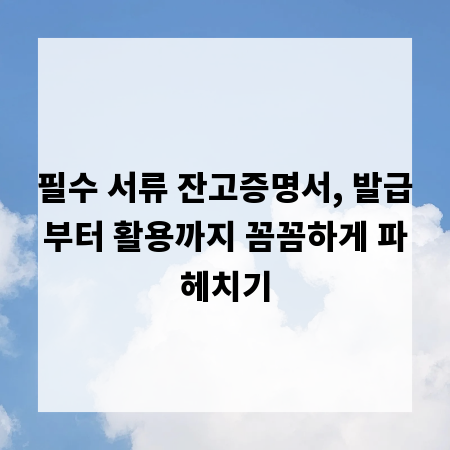 필수 서류 잔고증명서, 발급부터 활용까지 꼼꼼하게 파헤치기