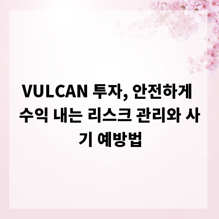VULCAN 투자, 안전하게 수익 내는 리스크 관리와 사기 예방법