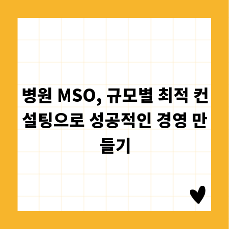 병원 MSO, 규모별 최적 컨설팅으로 성공적인 경영 만들기