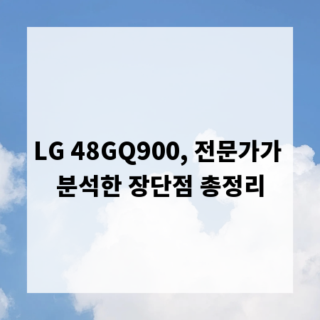 LG 48GQ900, 전문가가 분석한 장단점 총정리