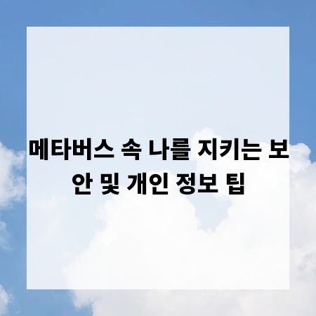 메타버스 속 나를 지키는 보안 및 개인 정보 팁