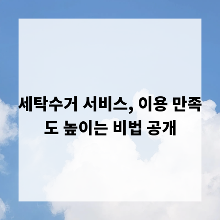 세탁수거 서비스, 이용 만족도 높이는 비법 공개