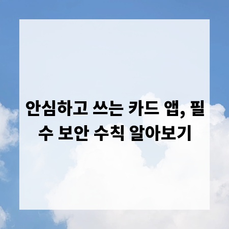 안심하고 쓰는 카드 앱, 필수 보안 수칙 알아보기