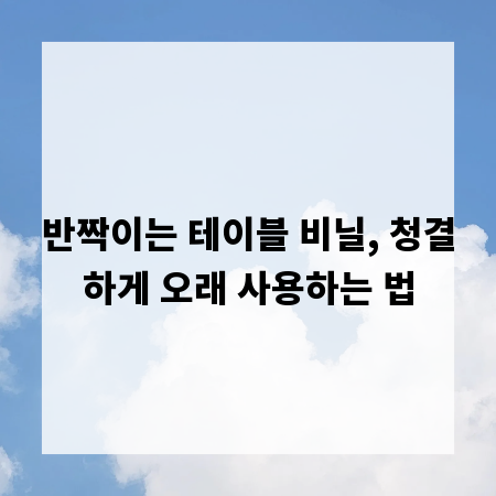 반짝이는 테이블 비닐, 청결하게 오래 사용하는 법