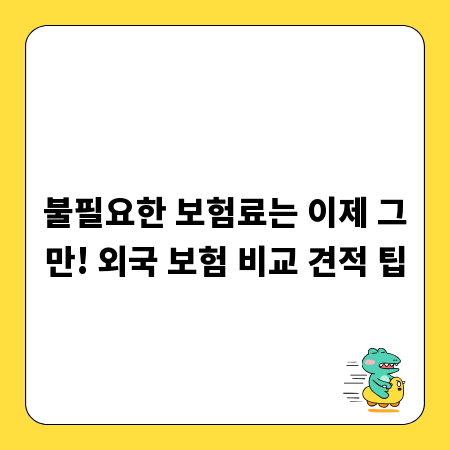 불필요한 보험료는 이제 그만! 외국 보험 비교 견적 팁