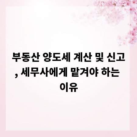 부동산 양도세 계산 및 신고, 세무사에게 맡겨야 하는 이유