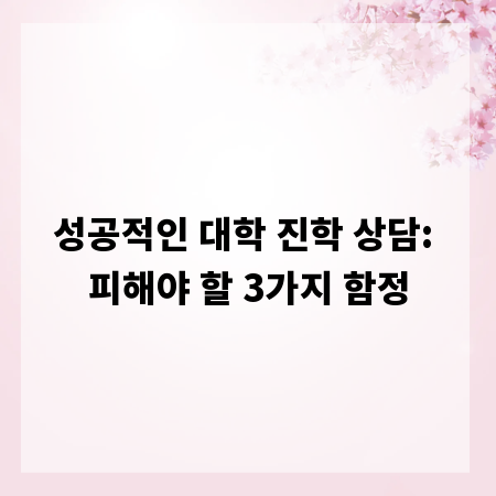 성공적인 대학 진학 상담: 피해야 할 3가지 함정