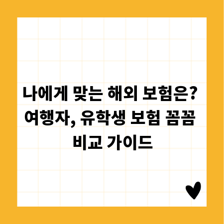 나에게 맞는 해외 보험은? 여행자, 유학생 보험 꼼꼼 비교 가이드