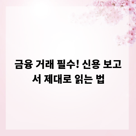 금융 거래 필수! 신용 보고서 제대로 읽는 법
