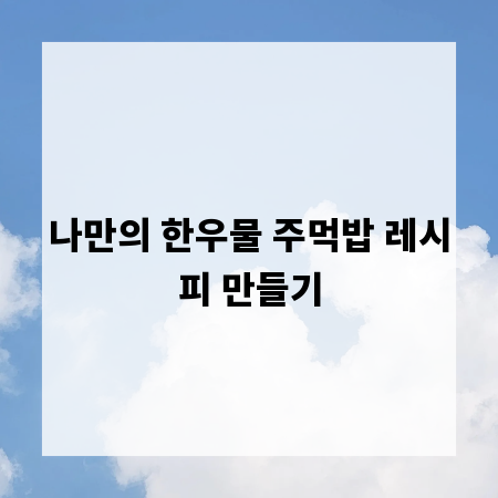 나만의 한우물 주먹밥 레시피 만들기