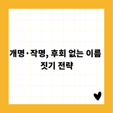 개명&middot;작명, 후회 없는 이름 짓기 전략