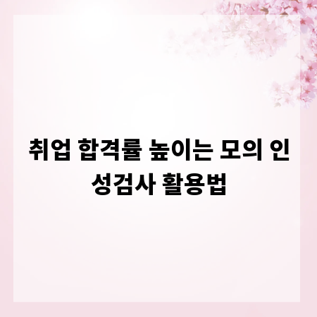 취업 합격률 높이는 모의 인성검사 활용법