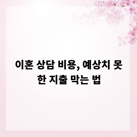 이혼 상담 비용, 예상치 못한 지출 막는 법