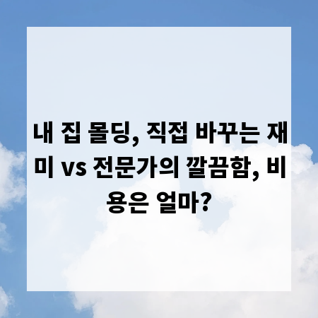 내 집 몰딩, 직접 바꾸는 재미 vs 전문가의 깔끔함, 비용은 얼마?
