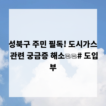 성북구 주민 필독! 도시가스 관련 궁금증 해소

# 도입부