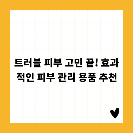 트러블 피부 고민 끝! 효과적인 피부 관리 용품 추천
