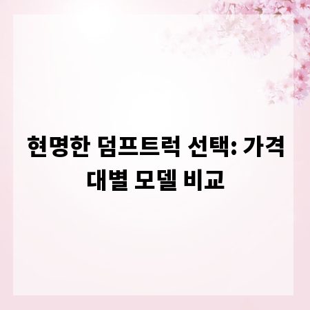 현명한 덤프트럭 선택: 가격대별 모델 비교