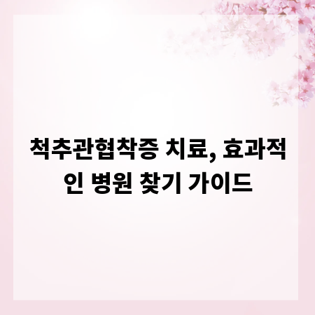 척추관협착증 치료, 효과적인 병원 찾기 가이드