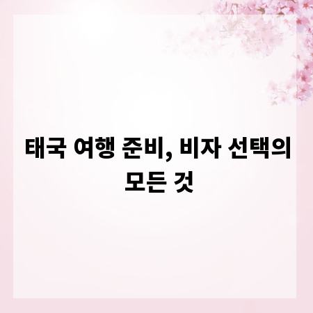 태국 여행 준비, 비자 선택의 모든 것