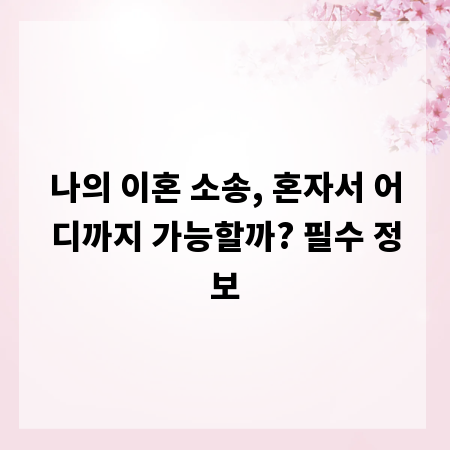 나의 이혼 소송, 혼자서 어디까지 가능할까? 필수 정보