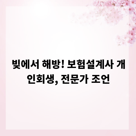 빚에서 해방! 보험설계사 개인회생, 전문가 조언