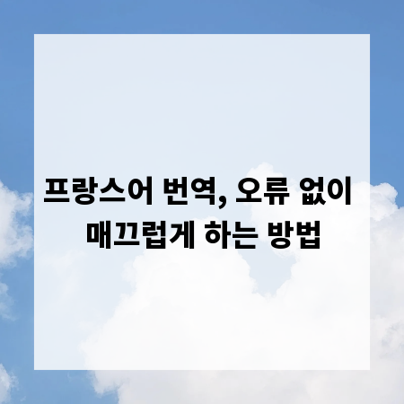 프랑스어 번역, 오류 없이 매끄럽게 하는 방법