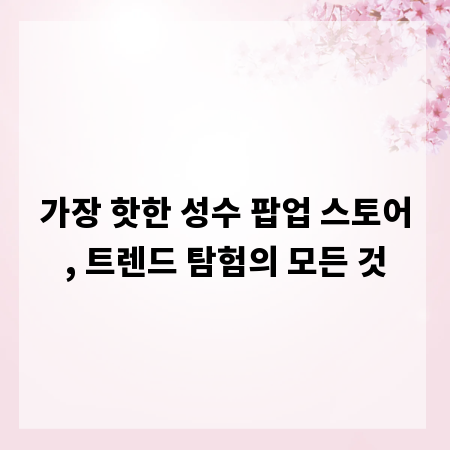 가장 핫한 성수 팝업 스토어, 트렌드 탐험의 모든 것