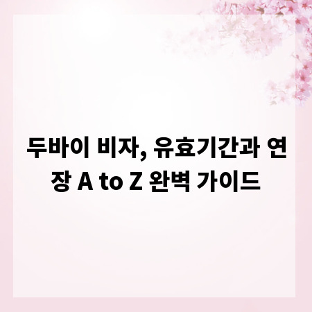 두바이 비자, 유효기간과 연장 A to Z 완벽 가이드