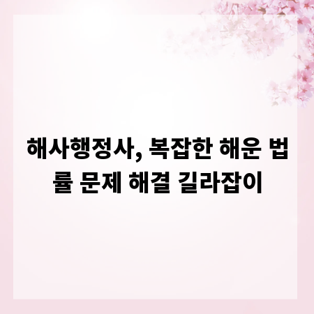 해사행정사, 복잡한 해운 법률 문제 해결 길라잡이