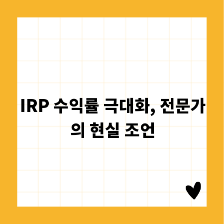 IRP 수익률 극대화, 전문가의 현실 조언