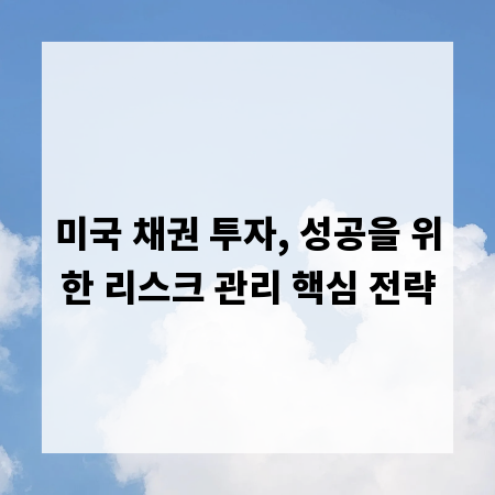 미국 채권 투자, 성공을 위한 리스크 관리 핵심 전략