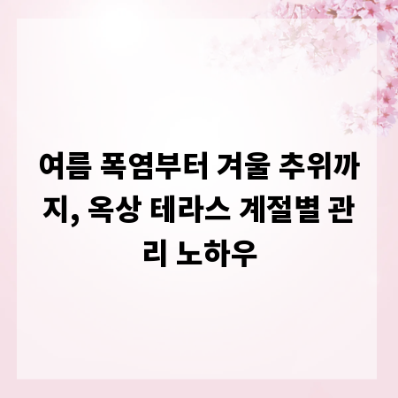 여름 폭염부터 겨울 추위까지, 옥상 테라스 계절별 관리 노하우
