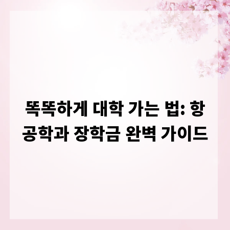 똑똑하게 대학 가는 법: 항공학과 장학금 완벽 가이드