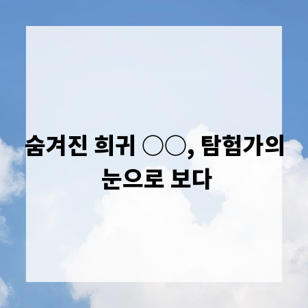 숨겨진 희귀 ○○, 탐험가의 눈으로 보다